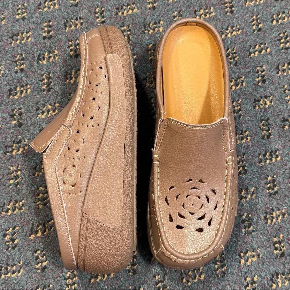 Brown Slip-On Loafers with Cutout Design